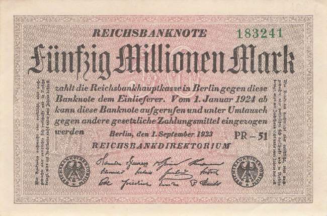 50 Millionen Mark 1923 ro.108l PR